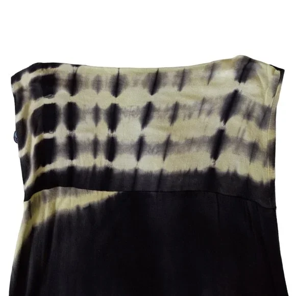 Tie-dye black and green jersey rolltop maxi skirt size M - Picture 3 of 5